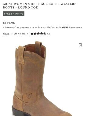 Ariat Brown Leather Western Ankle Boots